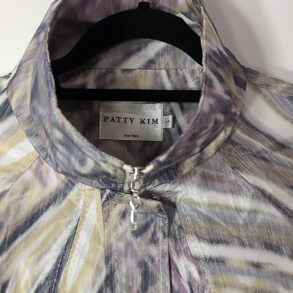 Patty Kim | Pastel Marble Wave Lightweight Utility Blazer Trench Jacket Size S - Picture 11 of 11